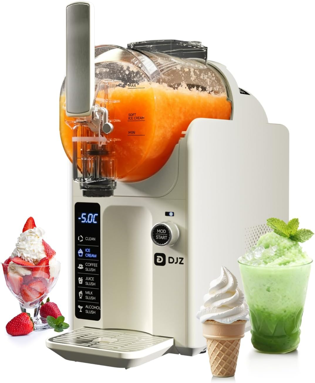 DJZ Slushie Machine with Ice Cream Maker, Ice Free, 5 One-Touch Modes, Self-Cleaning, Quiet, with Led Display & 2L Large Capacity for Home & Parties image number 5