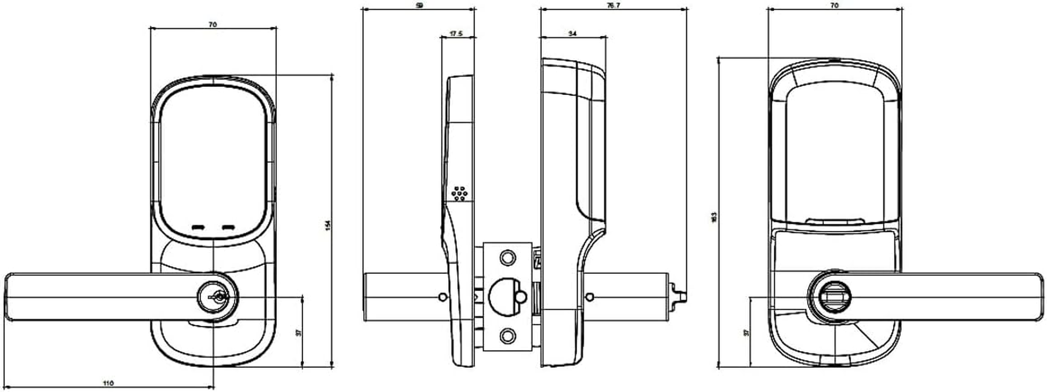 Yale Assure Lever Keyed Smart Deadlatch Matt Black with Yale Home Module image number 1
