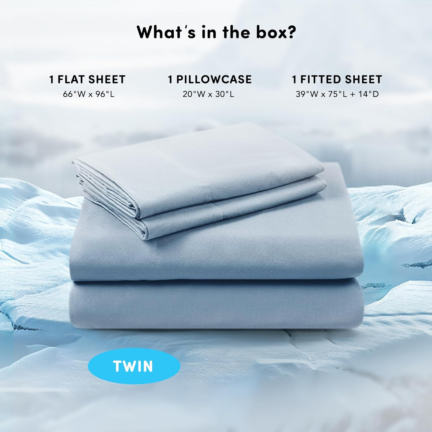Comfort Spaces Coolmax Moisture Wicking Sheet Set Soft, Fade Resistant, All Elastic Deep Pocket Fits up to 16" Mattress - Warm Weather Cooling Sheets for Night Sweats, Twin, Blue, 3 Piece image number 6