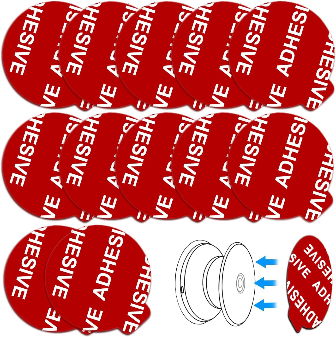 D.Sking 12 Pack 3M Sticky Adhesive Replacement Compatible with Socket Mount Base VHB Sticker Pads for Collapsible Grip & Stand