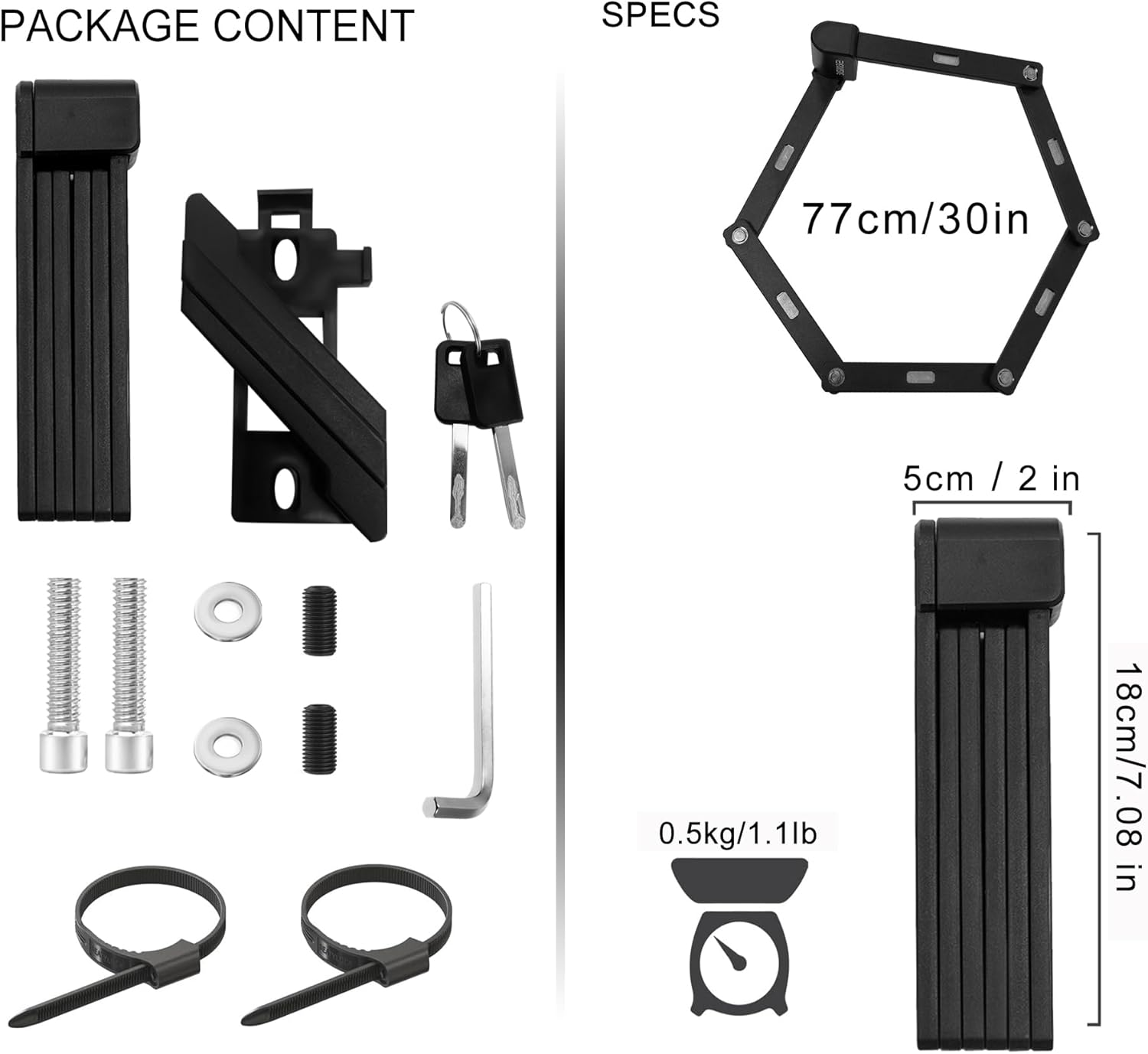 Folding Bike Lock, Bike Locks Heavy Duty anti Theft with 2 Keys and Mount Compact Lightweight High Security Foldable Bicycle Lock for Ebike, Motorcycle and Electric Scooter image number 3