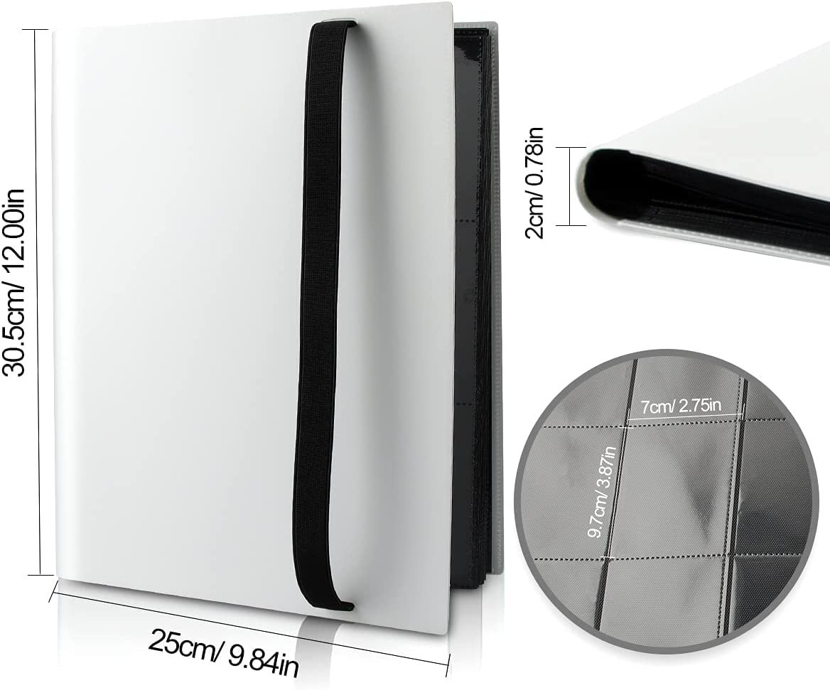 Card Holder, 9 Pocket Card Folder, A4 Size Card Binder, Max for 360 Cards(White) image number 6