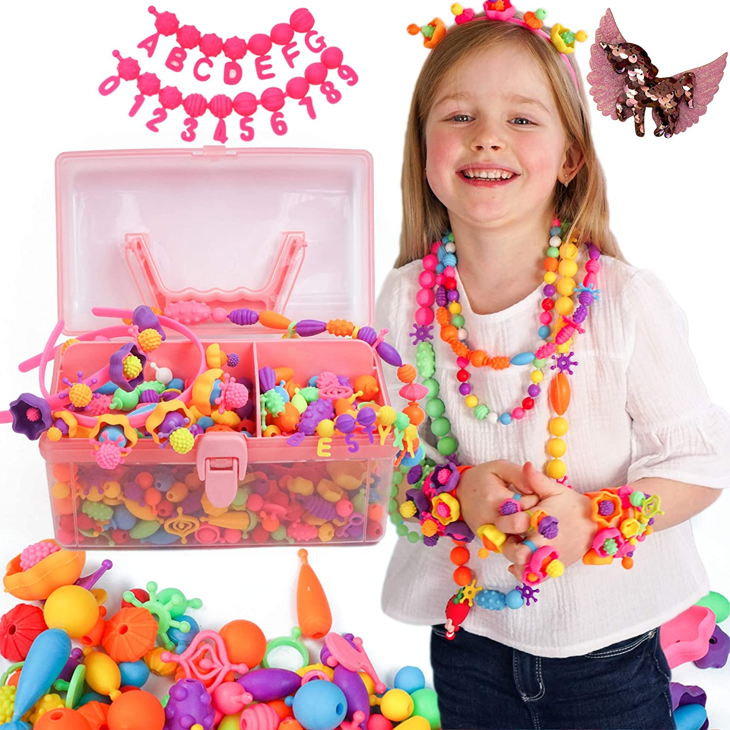 Pop Beads Jewellery Kits for Girls, Colourful Toy Jewellery Making, Arts & Crafts for Kids, Age 4-8, Necklace, Ring, Bracelet Making Kit, Little Girl Beads, Girls Gift 5, 6, 7, 8, 9 Years Old. Educational Toy, Christmas, Birthday Present for Girls image number 6
