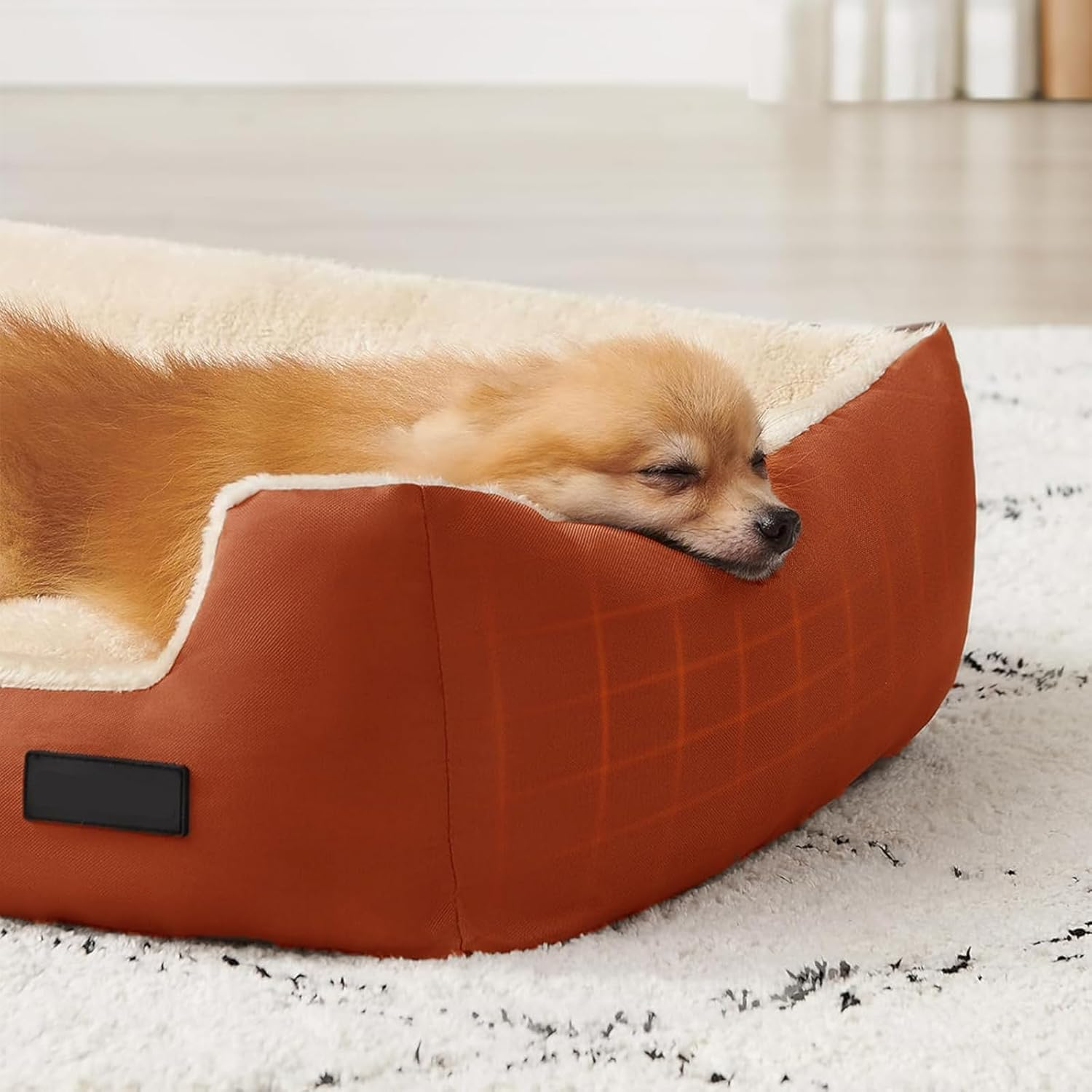Annuoyi Dog Bed，Dog Bed for Small Medium Large Dogs, Dog Sofa Bed Rectangle Pet Bed Washable Dog Bed Cozy Faux Fur Large Dog Bed Cushion,40 * 50Cm（Brown）