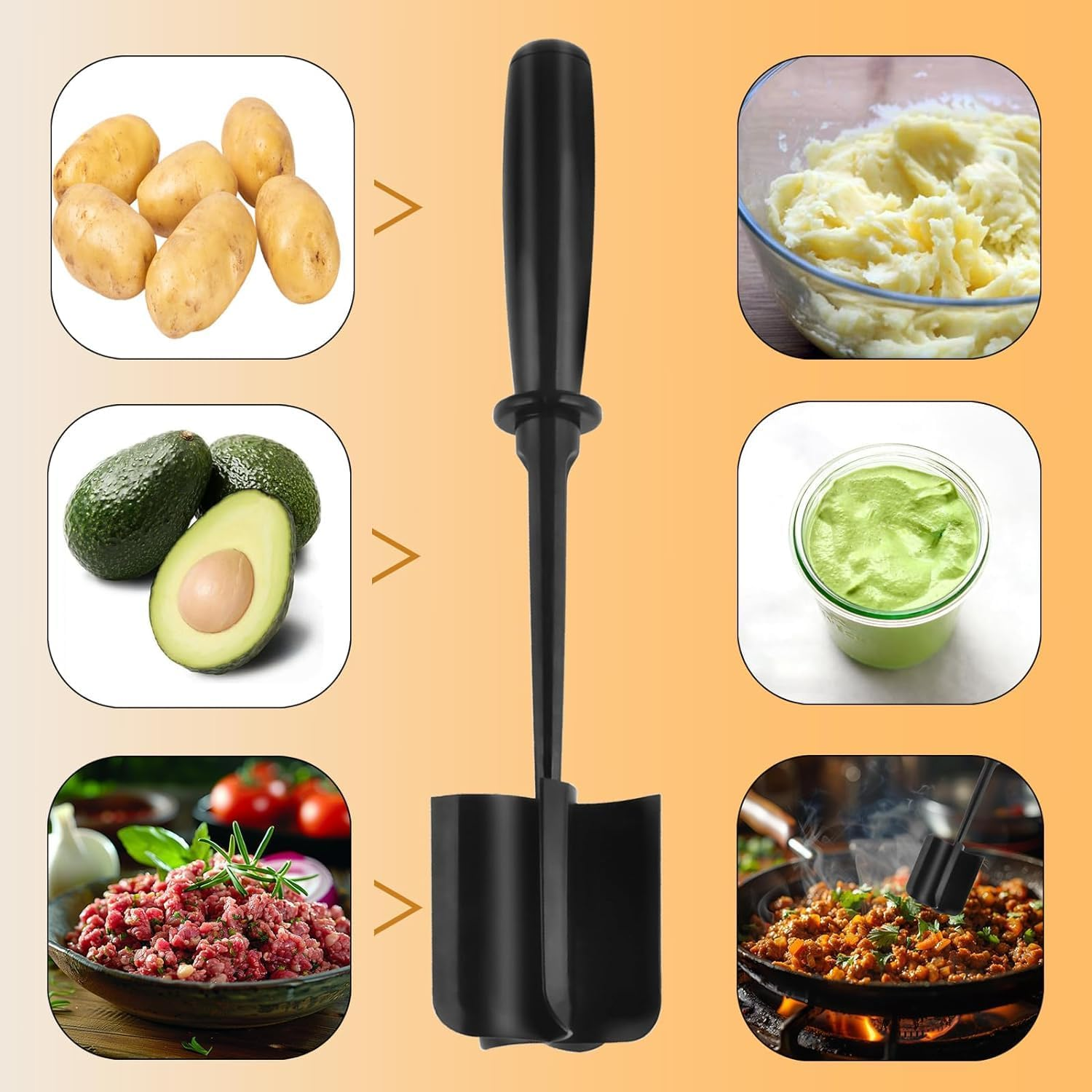 Mumoo Bear Meat Chopper, Heat Resistant Meat Masher for Hamburger Meat, Ground Beef Smasher, Nylon Hamburger Chopper Utensil, Ground Meat Chopper, Non Stick Mix Chopper Potato Masher Tool image number 6