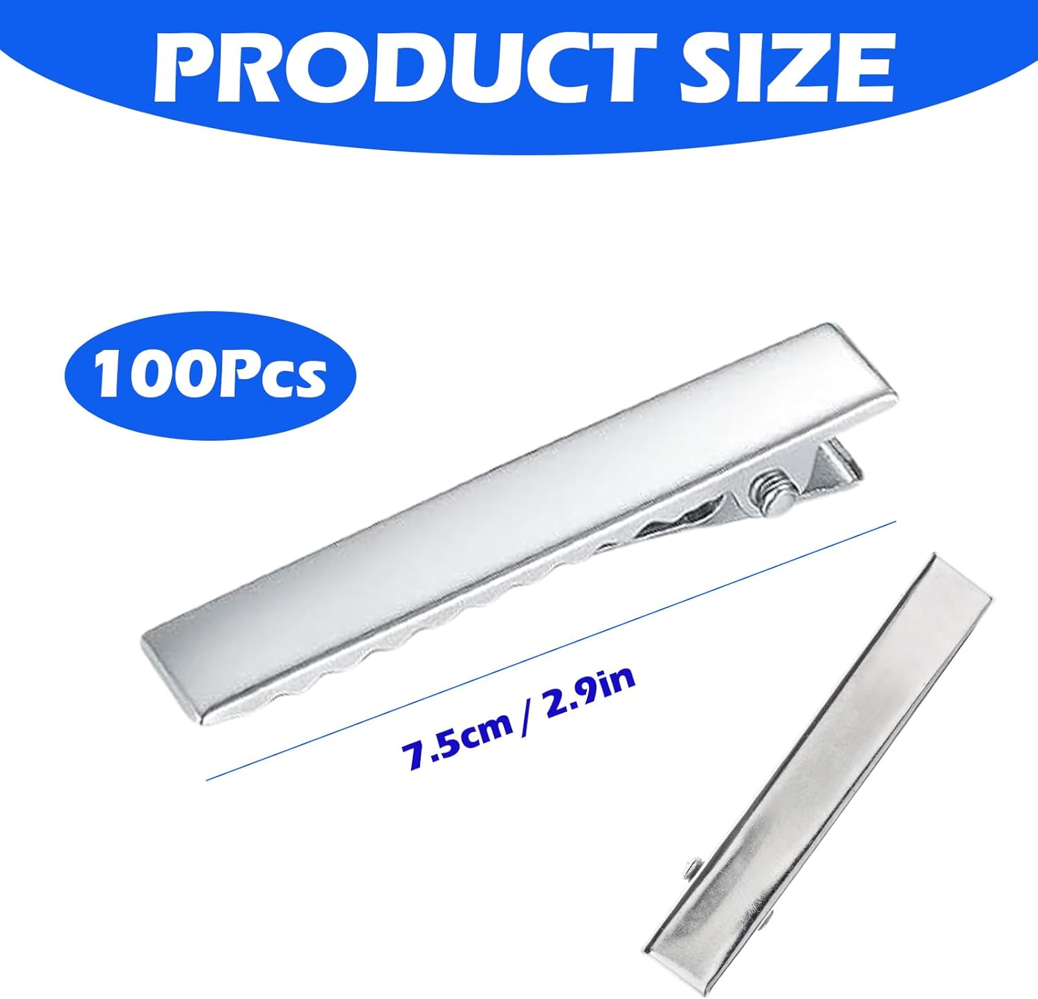 100 Pack 75Mm Small Silver Metal Alligator Hair Clips Curl Section Crocodile Barrettes Duckbill Hairclips Hair Bow Making Crafts DIY Hair Accessories for Girls