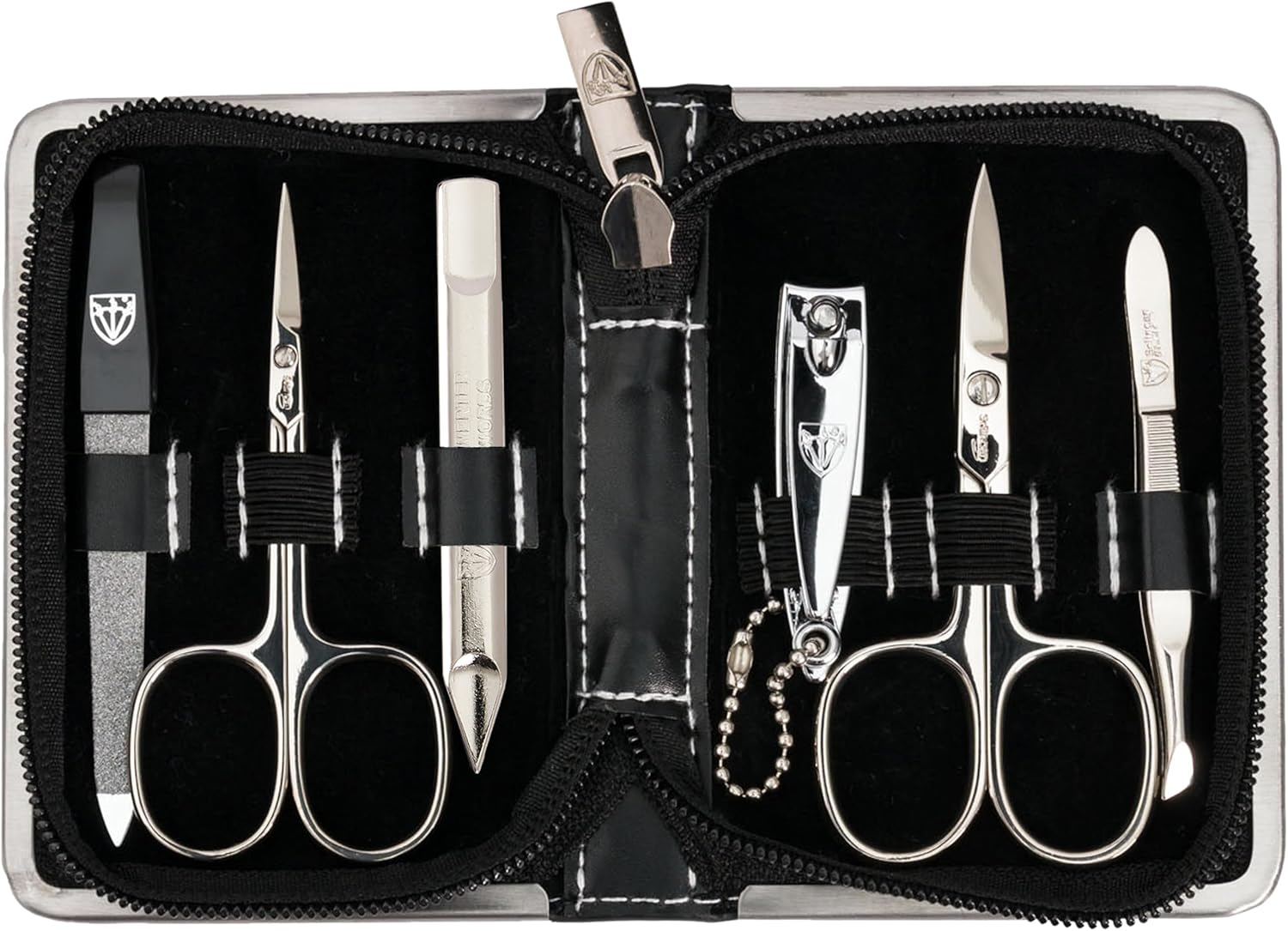 3 Swords Germany - Brand Quality 6 Piece Manicure Pedicure Kit Set for Professional Finger & Toe Nail Care with Synthetic Leather Case - Made in Germany - Colored