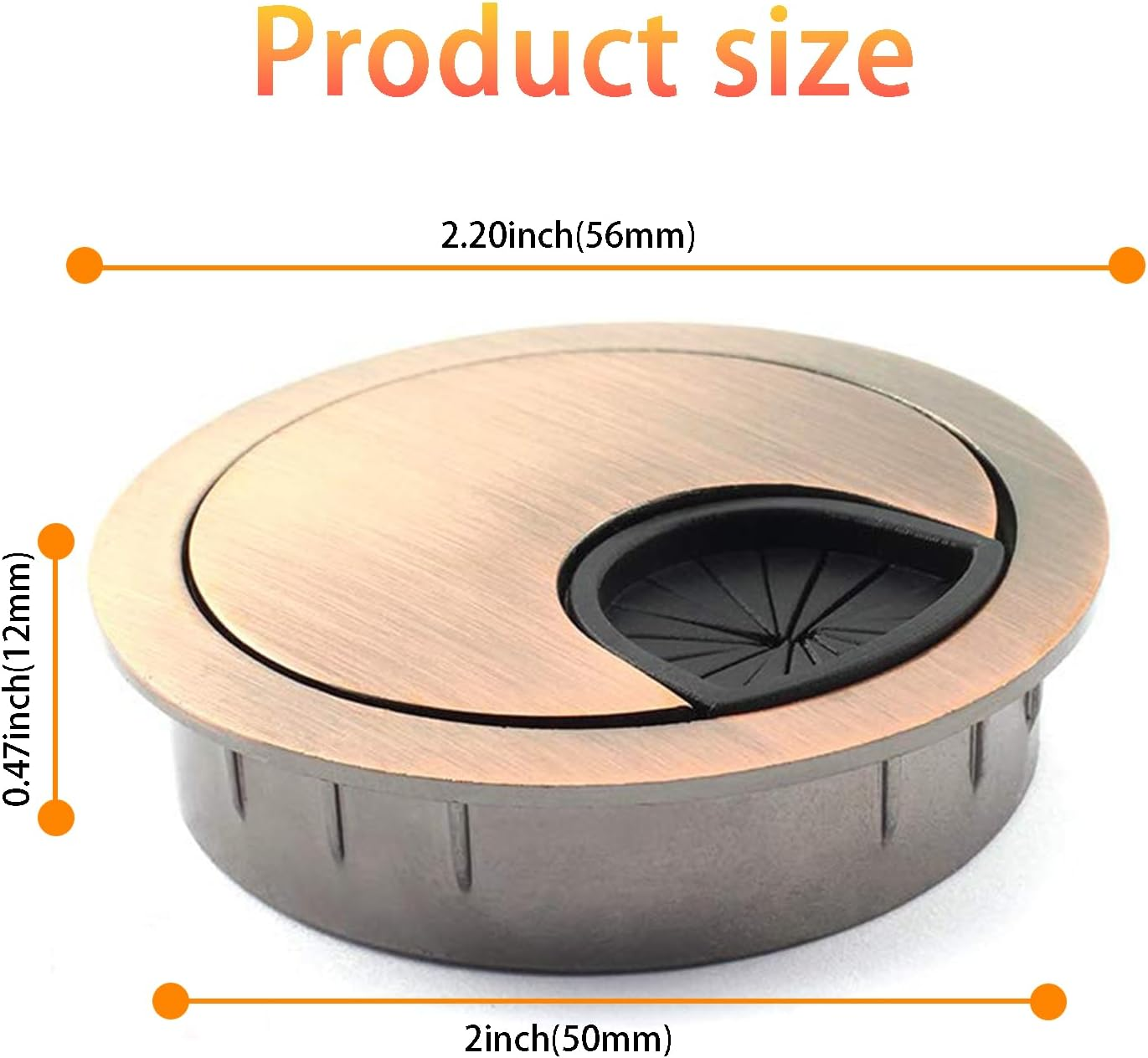 Table Grommet Cable Grommets Hole Cover, Office Cable Organizer Cable Hole Covers, 2Inch/50Mm（ 2 Pcs Zinc Alloy）