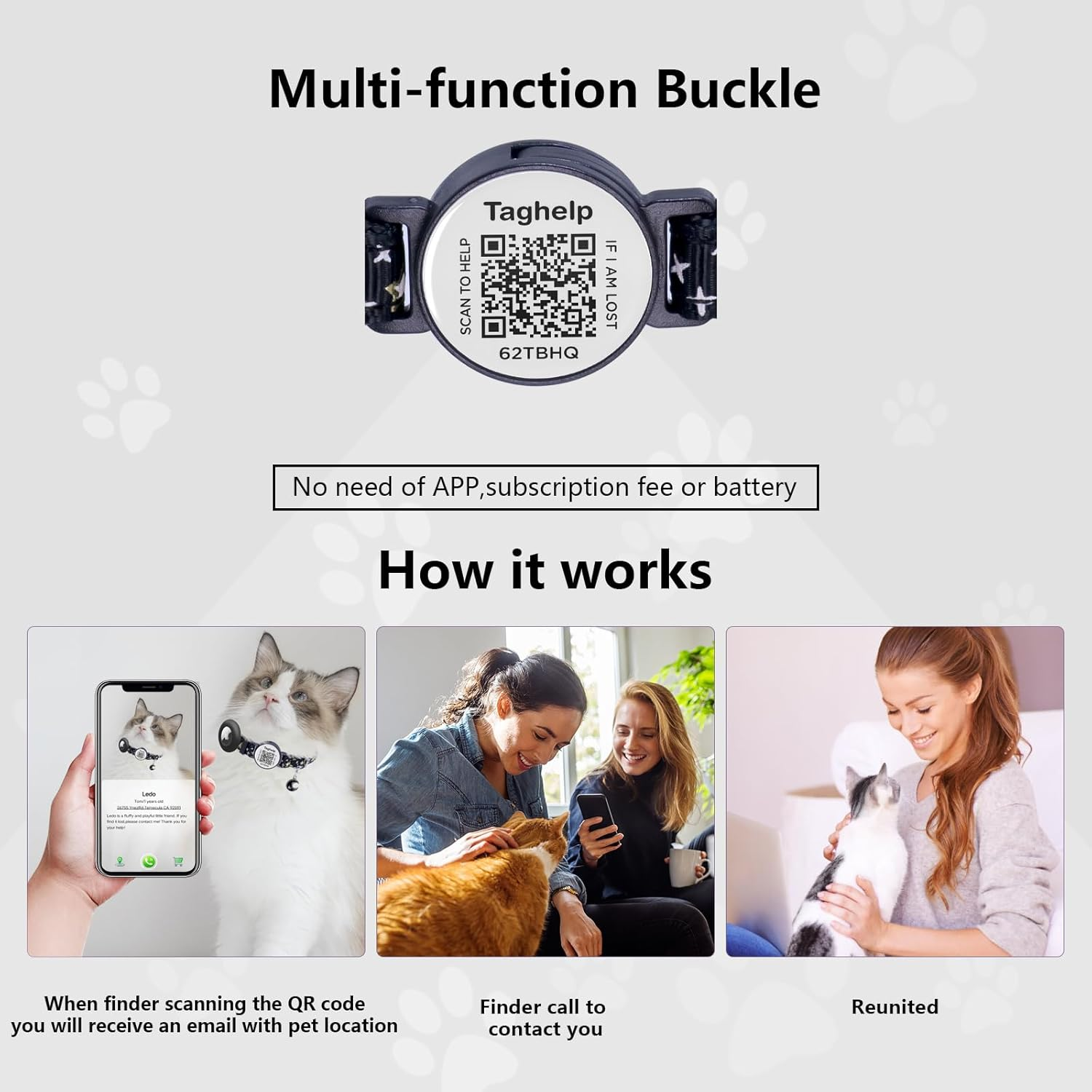 Stars and Moon Airtag Cat Collar with Airtag Holder,Air Tag Cat Collar for Apple. Solid & Safe, Pet Collar, Breakaway Cat Collar, QR Code Cat ID Tags - Pet Online Profile(Blue) image number 6