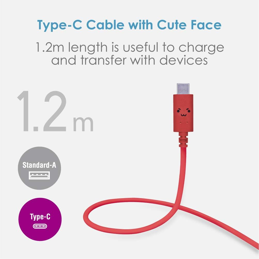 Elecom MPA-FAC12CRD USB Type-A to Type-C Charging Cable, 15W, 3A, Rapid Charging, USB 2.0 Compliant, 3.8 Ft (1.2 M), Red - Blue image number 3