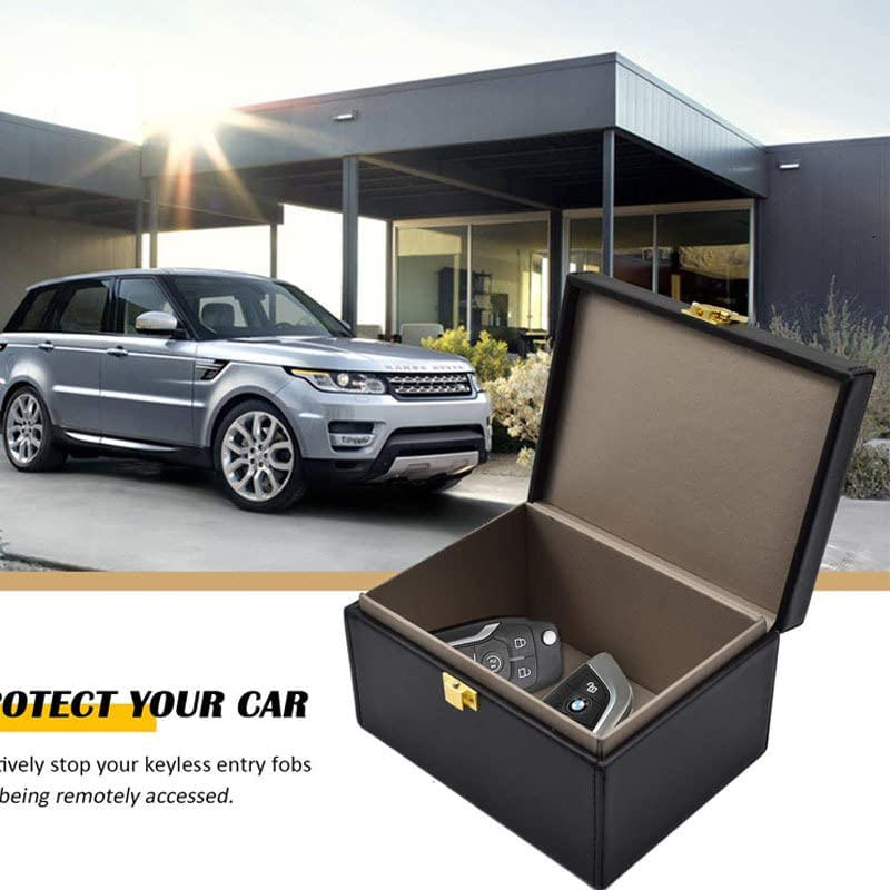 Faraday Box Key Fob Protector, Leather Signal Blocker for Car Keys, RFID Blocking Box, Car Key Phone Signal Blocking image number 1