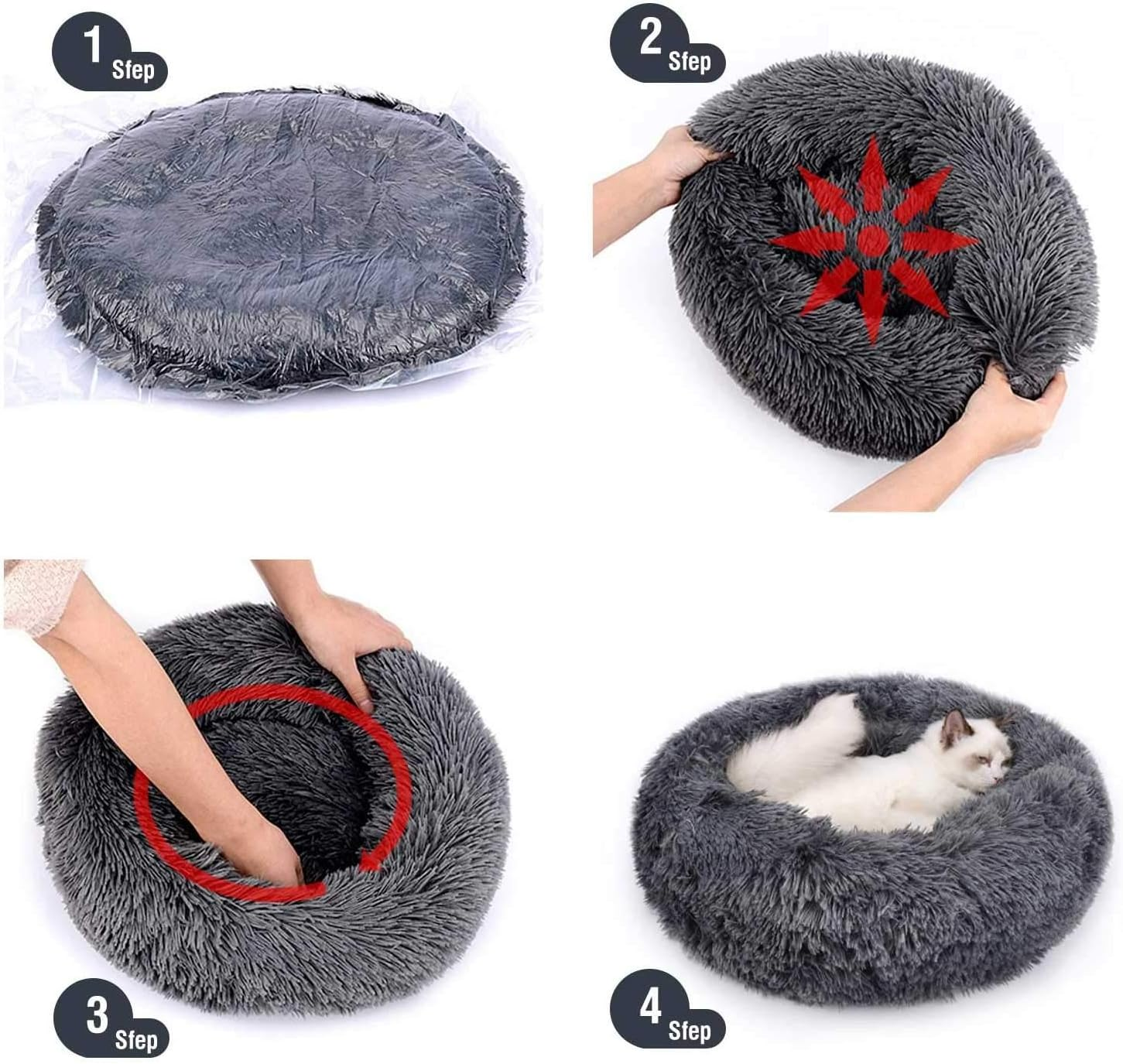 PETCUTE Large Cat Bed Fluffy Dog Beds for Medium Large Dogs Cozy Pet Bed Washable Soft Dog Beds Pet Supplies image number 2