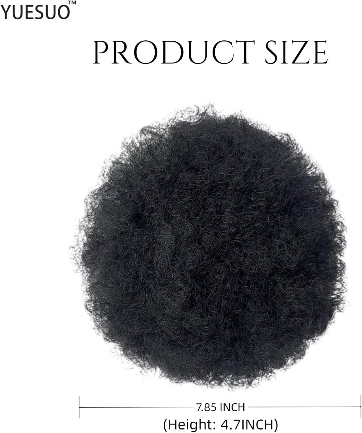 YUESUO Natural Ponytail for Women Synthetic Short Afro Bun Extension Hairpieces Drawstring Ponytail with Two Clips (Natural Black #1B) image number 5