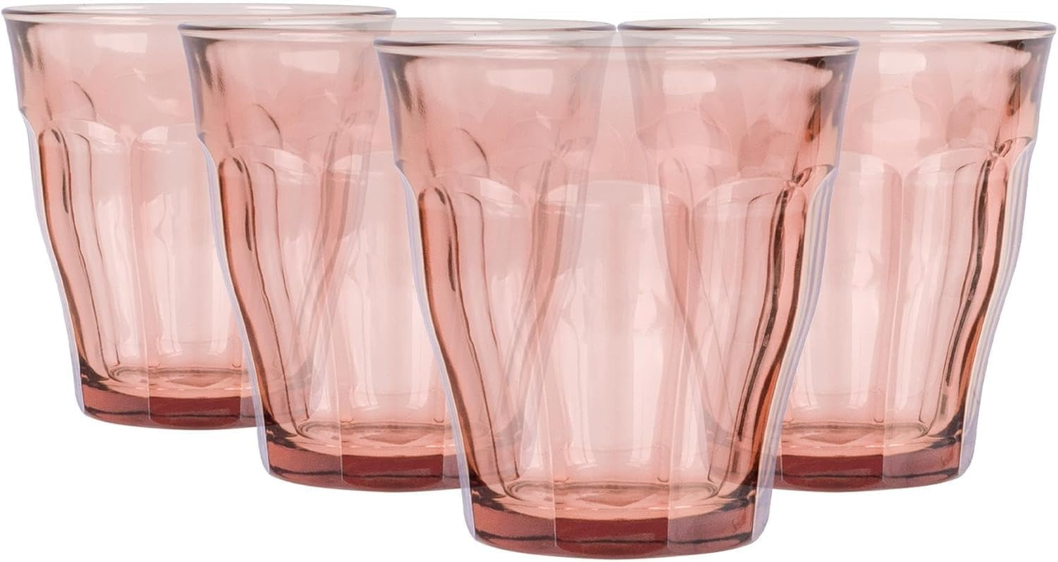Duralex Picardie 250Ml Glass Tumbler Set of 4 - High-Quality Tempered Glass for Everyday Use & Special Occasions, Ideal for Serving Hot & Cold Beverages, Ergonomic Design, Bpa-Free - Rose