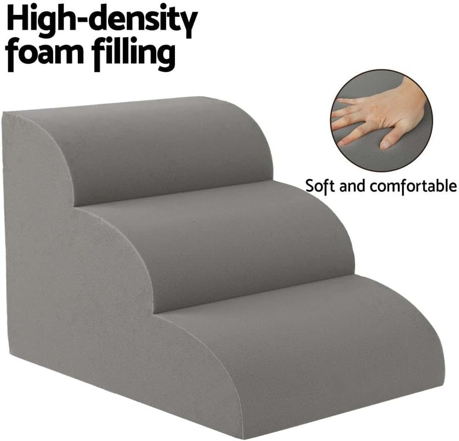I.Pet Dog Ramp Steps for Bed Sofa Car Foam 3 Tier Pet Cat Stairs Portable Indoor