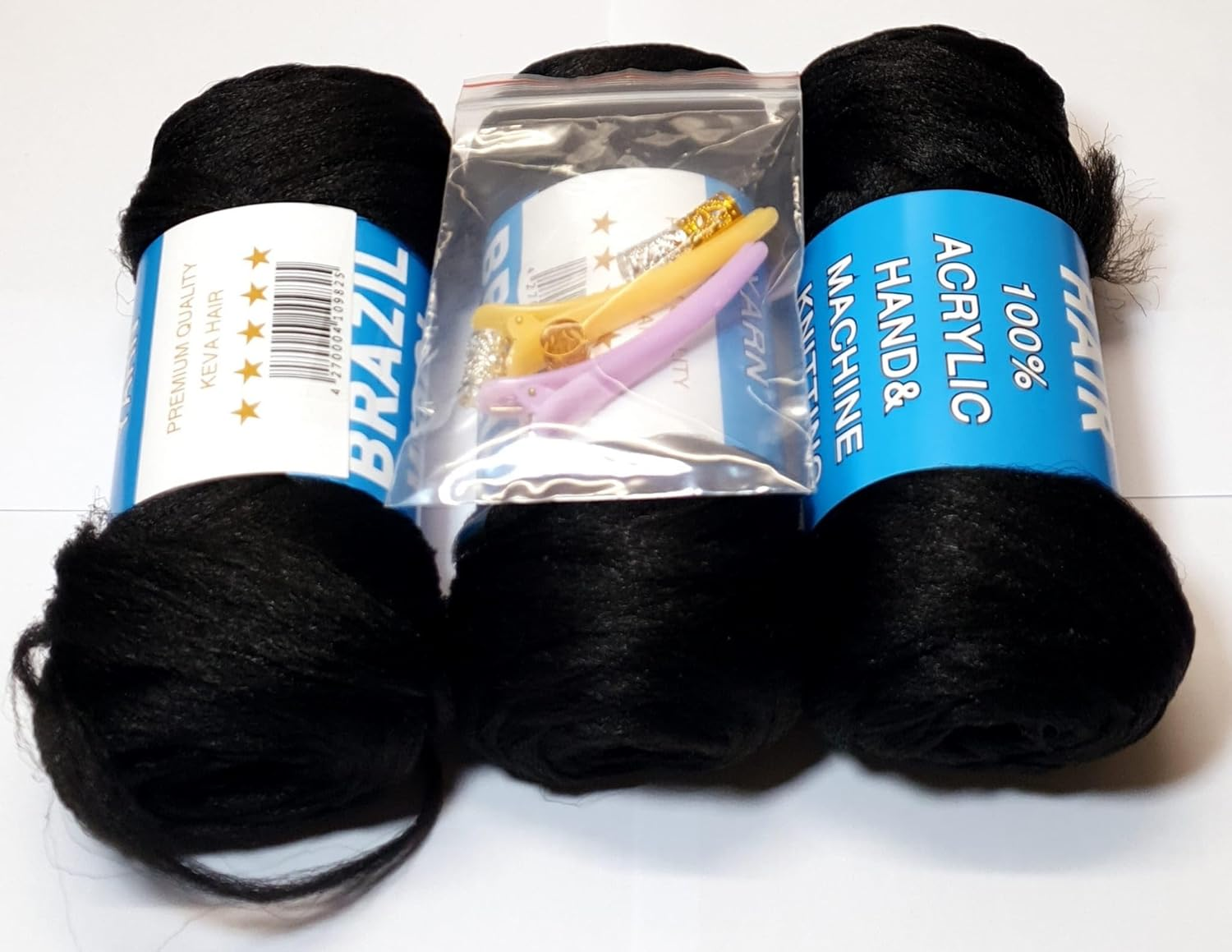3 X 80 G Brazilian Wool Hair Braids Black - with Extra Gift - All African Braids Styles - Twist Wraps image number 3