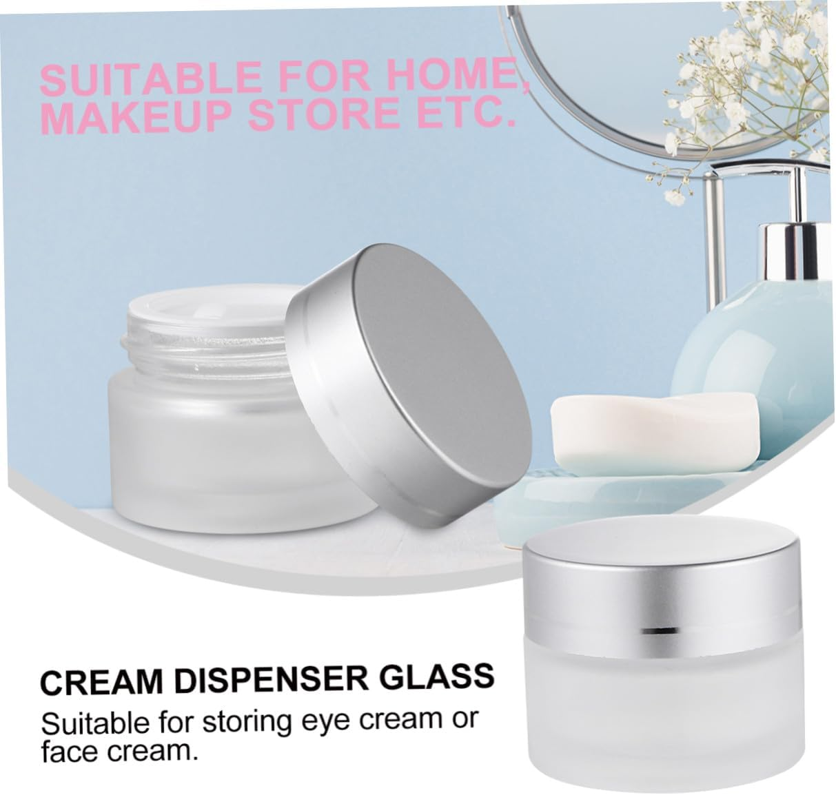 OATIPHO 6Pcs Glass Cream Bottle Ground Jar Makeup Containers Portable Jar for Bathroom Storage Skincare Storage image number 3