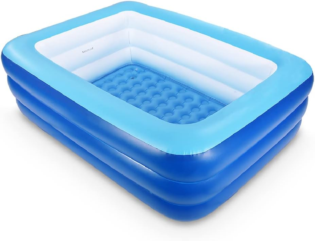 Inflatable Pools, Kiddie Pools, Inflatable Family Swim Play Center Pool with Soft Floor, 82 Inches Durable Swimming Pool, Summer Water Fun for Garden or Backyard or Indoor (82 Orange)