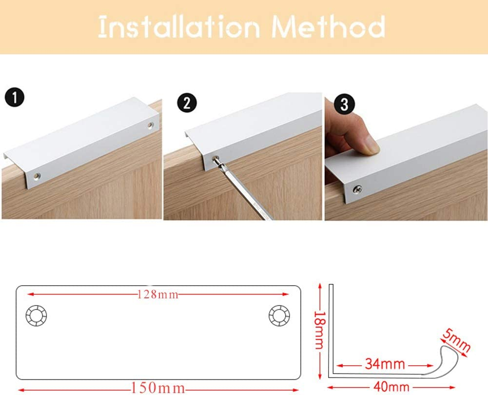 10 Pack Modern Style Finger Edge Pull Furniture Drawerhandles Hidden Cabinet Kitchen Drawer Handles Knobs, Brass, 150Mm image number 4