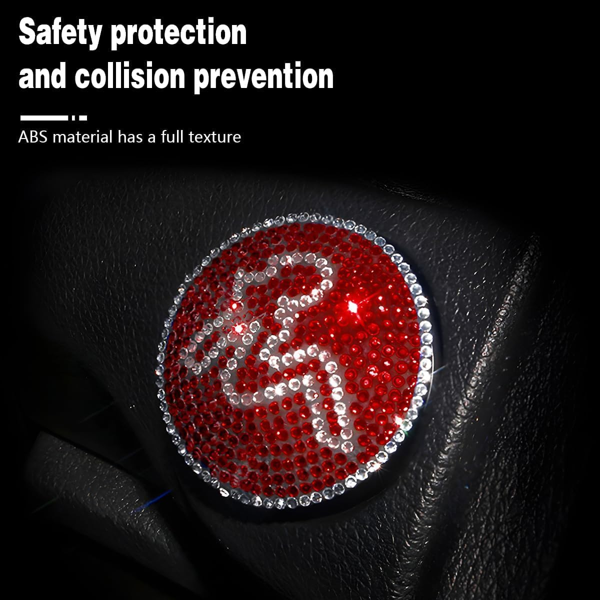 Bling Car Engine Push Start Stop Button Cover, Crystal Rhinestone Diamond Anti-Scratch Vehicle Engine Lgnition Button Decoration Protector Sticker for Women Girls, Universal Fit (Red) image number 1