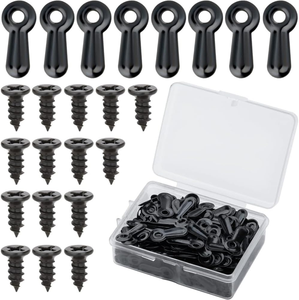 200 Pcs Picture Frame Turn Button Fasteners Set, Metal Picture Frame Hardware Backing Clips with 100 Pieces Screws for Hanging Pictures, Craft, Photos by DACUAN (Black) image number 1
