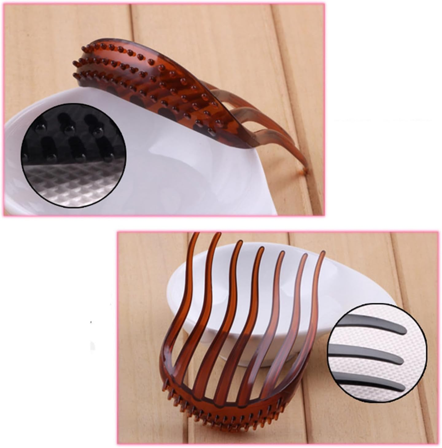 Hair Comb Pack of 2 Plastic Side Hair Twist Comb French Twist Comb Hair Clips with Teeth for Hair Styling Accessories for Women and Girls (Black & Brown) image number 4