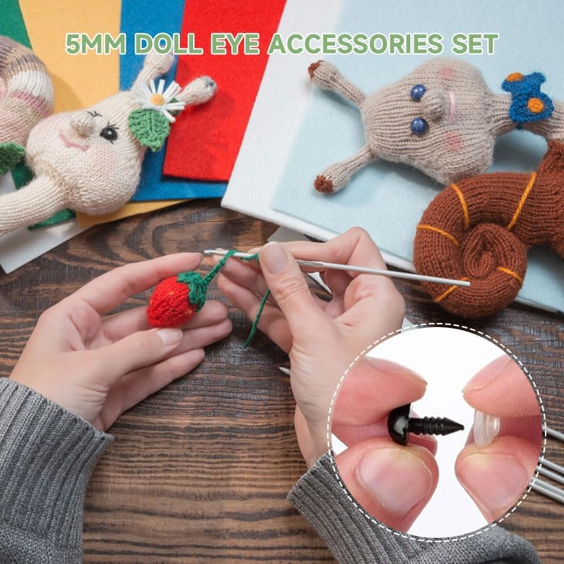 100 Pcs Safety Eye with Washers 5MM, Doll Making Supplies Teddy Bear Plush Toy Animal Puppets DIY Crafts image number 1