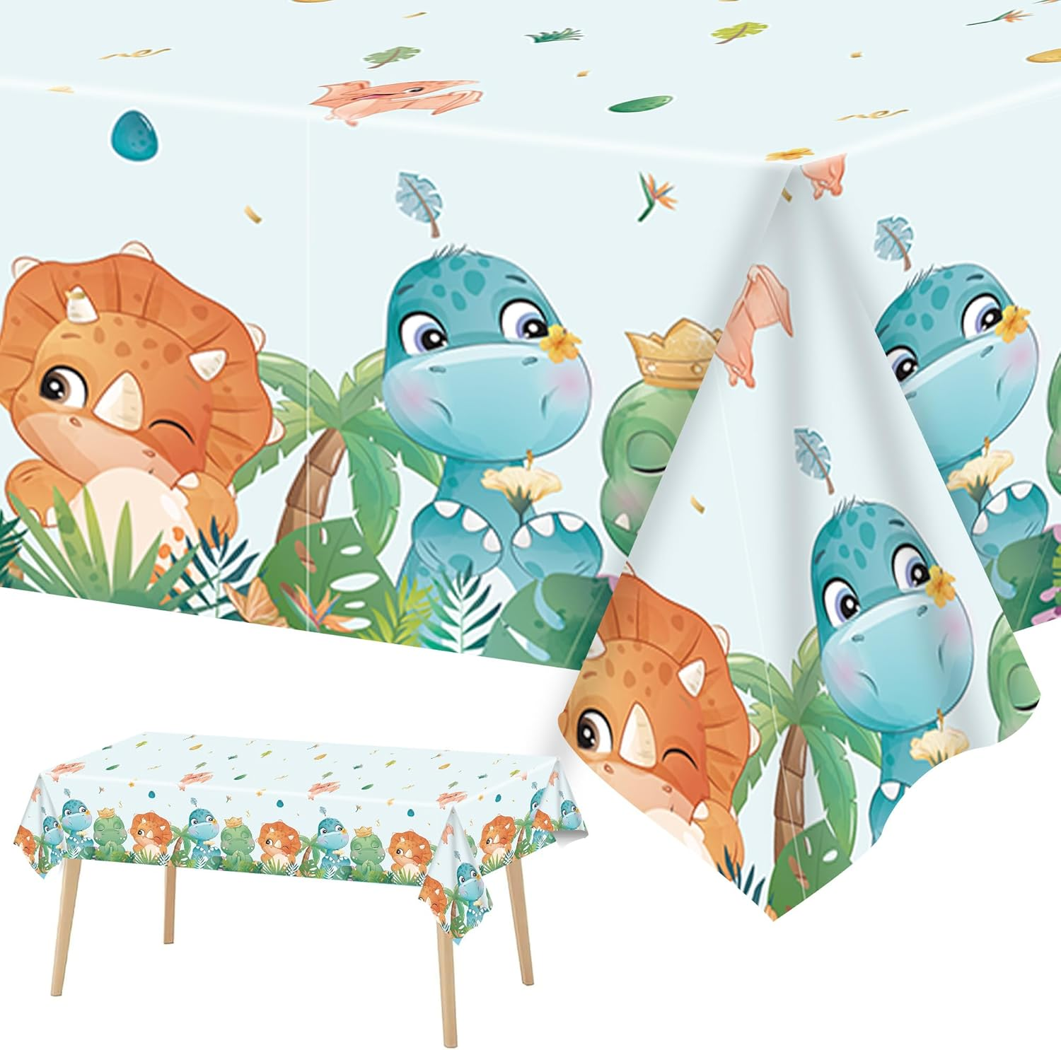 54Pcs Green Dinosaur Animal Party Tableware Decorations for Boy Birthday,Dinosaur Party Table Cloth,7Inch Paper Plates,Dinosaur Party Banner,Paper Napkins for Kids Dino Theme Table Ware Party Favor image number 2