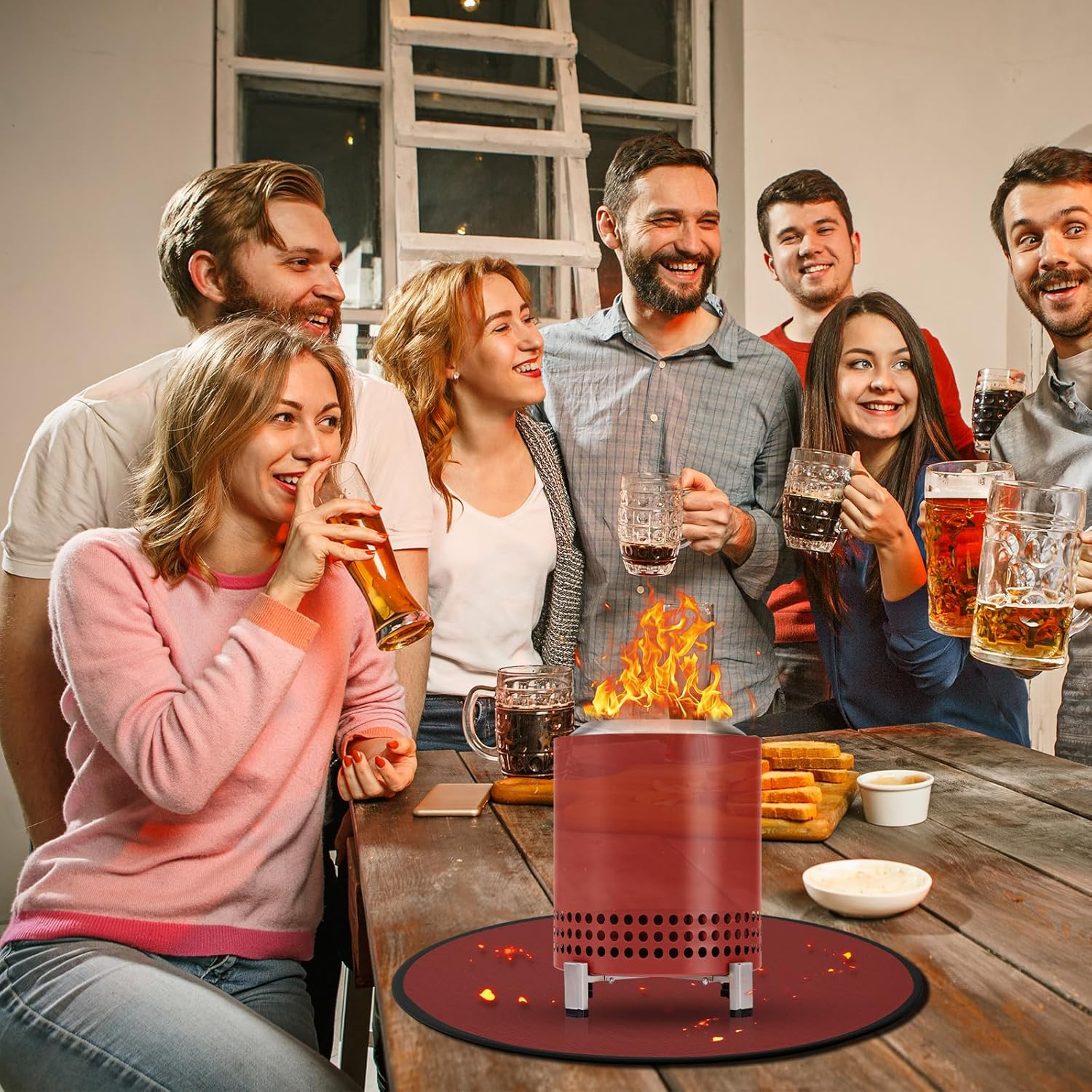 Solo Stove Mesa/Xl Tabletop Fire Pit Mat, 4-Layer Fireproof Heat Resistant under Grill Mat, Easy-To-Clean Waterproof & Non-Slip for Table Top Protection - Red image number 5