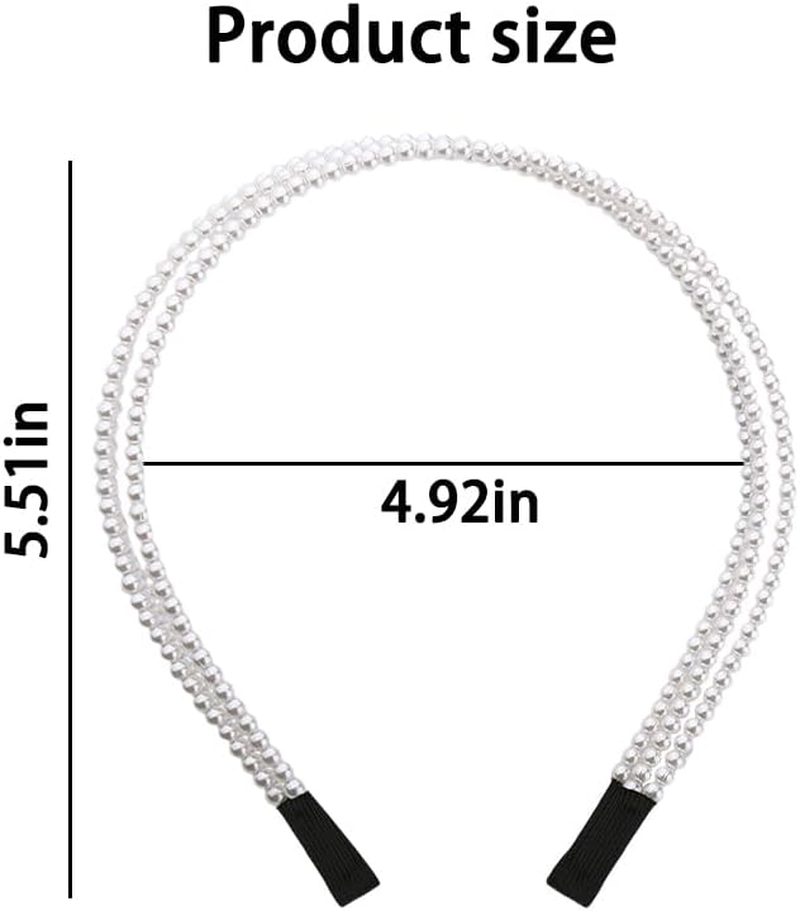 Thin Layered Pearl Headband for Girls Women Layered Hair Accessories Wedding Bridal Thin Headband White Pearl Hair Band Pearl Beaded Headband 3 Layer Hairband Skinny French Pearl Headbands image number 6