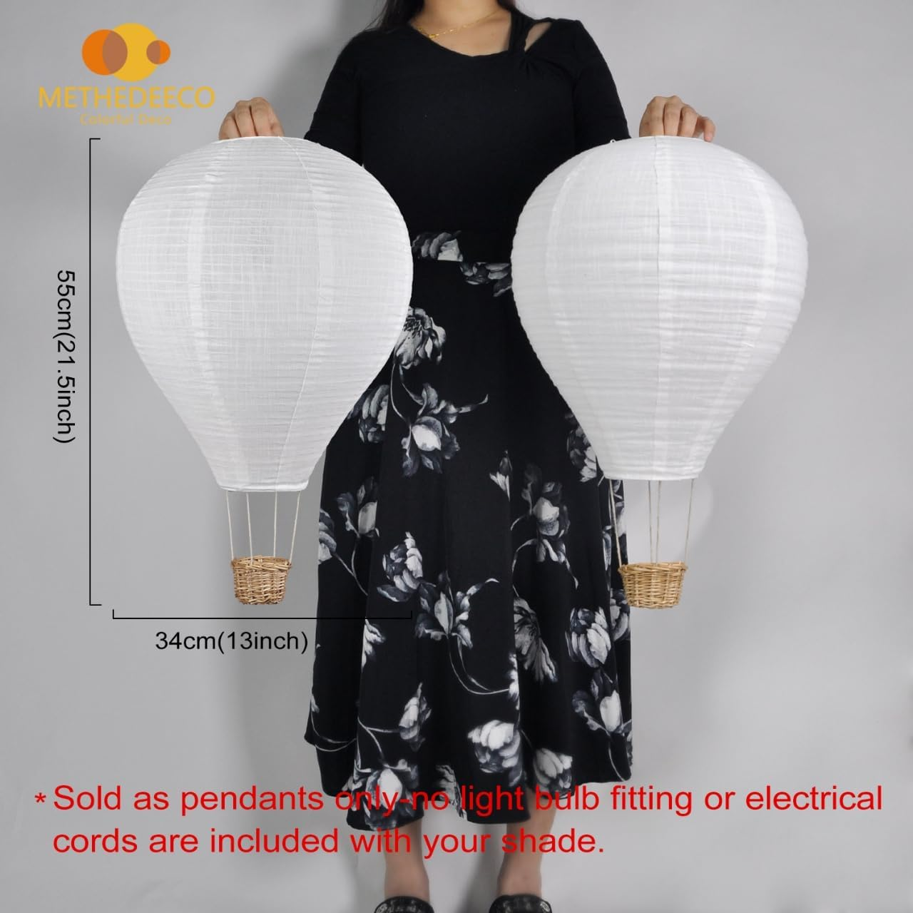 METHEDEECO 2PCS Hot Air Balloon Lampshade Hanging Decor 14Inch Pendant Light Shade Gifts for Kids Nursery Kids Living Room Chandelier New Born Baby Room Decor Party Decoration image number 2