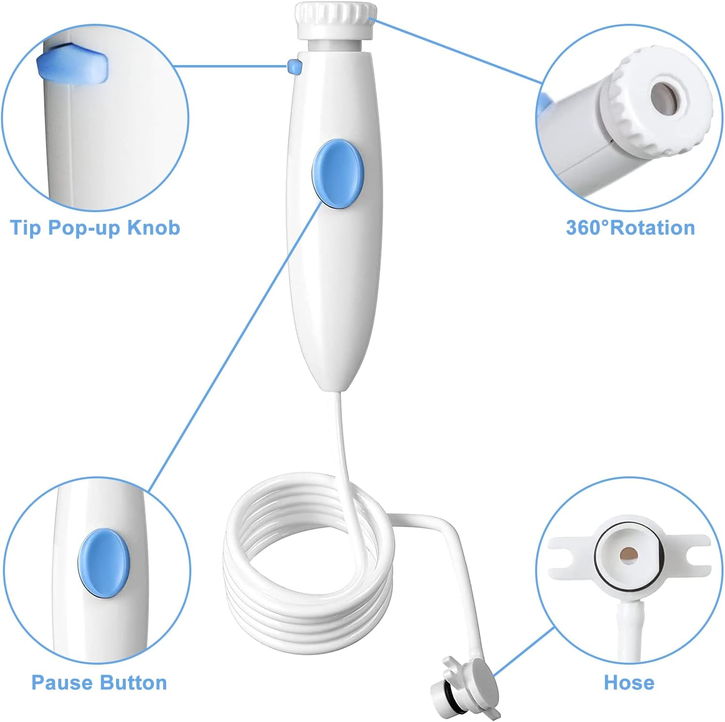 RAXSEG Oral Hygiene Accessories Compatible with Waterpik WP-100, WP-900 Replacement Kit for Ultra Water Flosser, Pack of 1 Handle/Hose image number 5