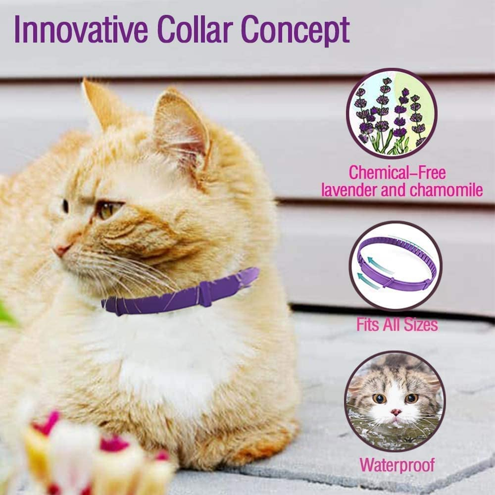 Cat Calming Collar, 3 Pack Calming Collar for Cats, Kitten Pheromone Anti-Anxiety Calm Collars, Adjustable Waterproof Collar up to 15 Inches Fit for Small Medium Large Cats image number 1