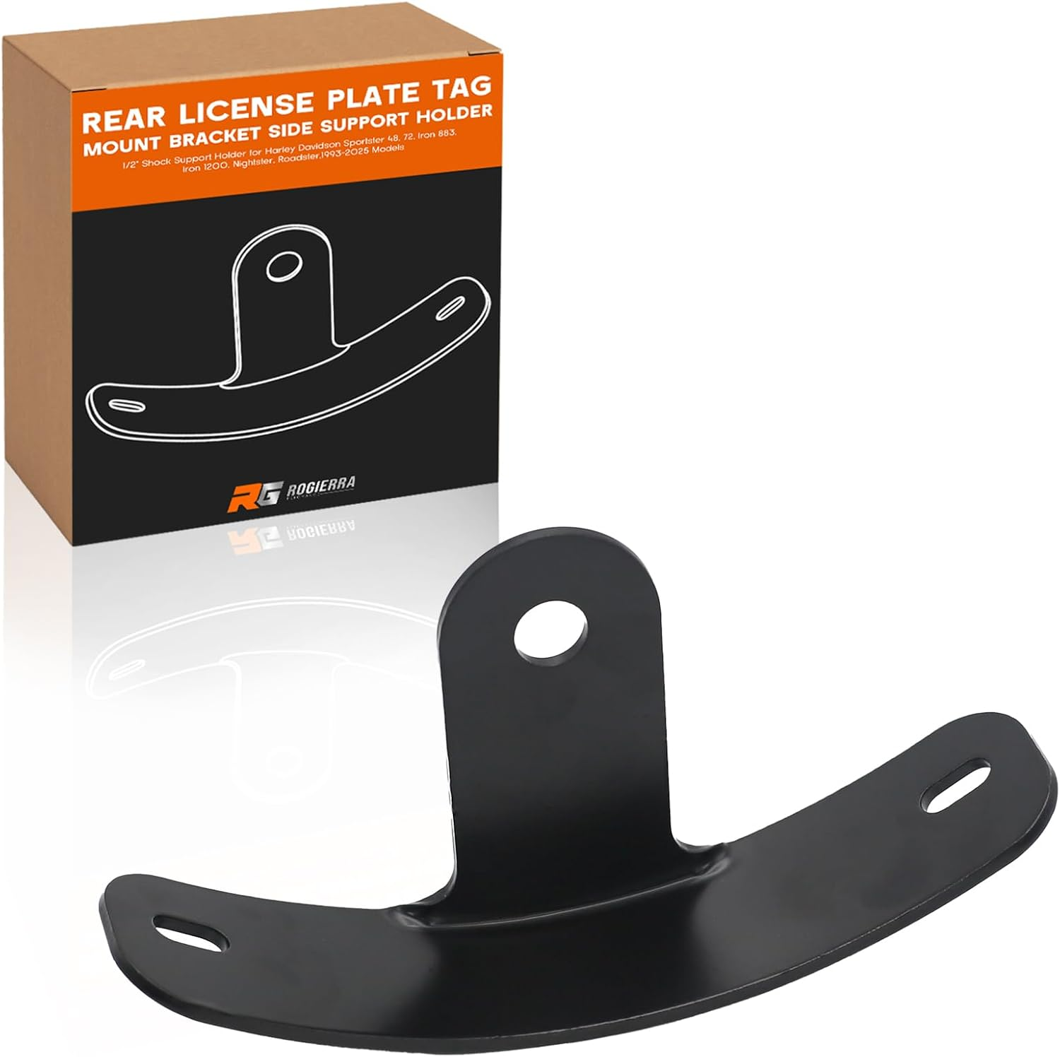 Rear License Plate Tag Mount Bracket Side Support Holder ,1/2" Shock Support Holder for Harley Davidson Sportster 48, 72, Iron 883, Iron 1200, Nightster, Roadster,1993-2025 Models,Curved Design image number 3