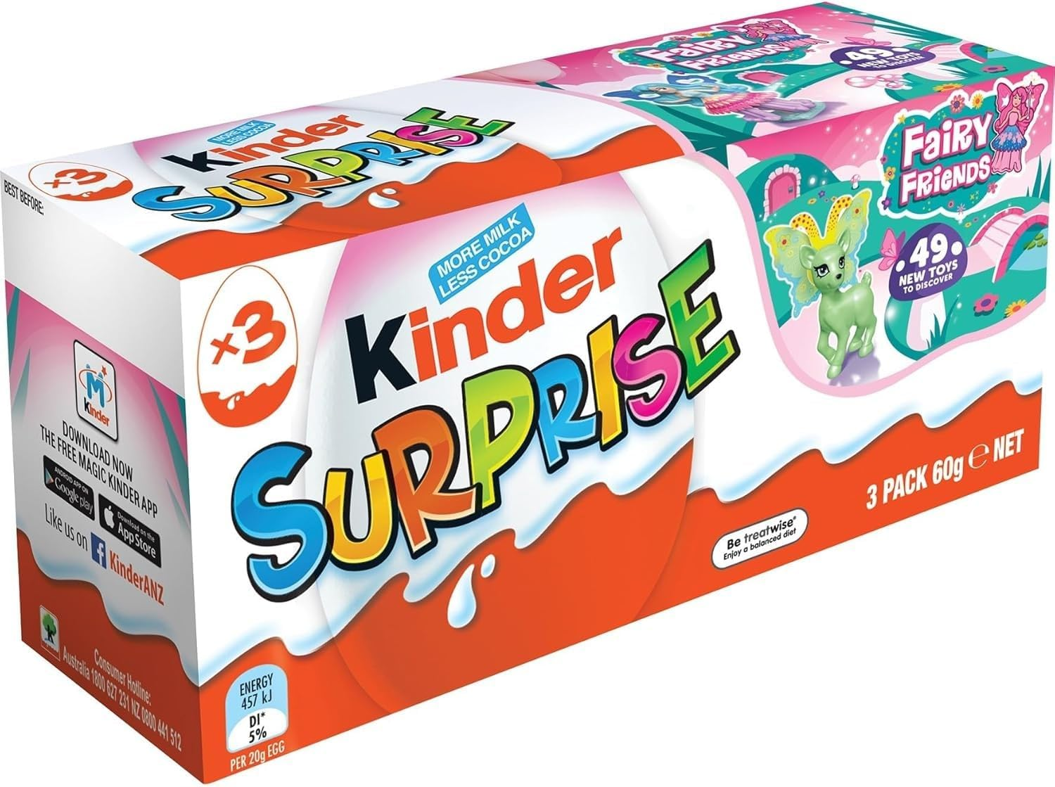 Kinder Surprise Quality Milk Chocolate Eggs with Toys, Value Share Pack, Pink, 3 Eggs (60G Each) image number 2
