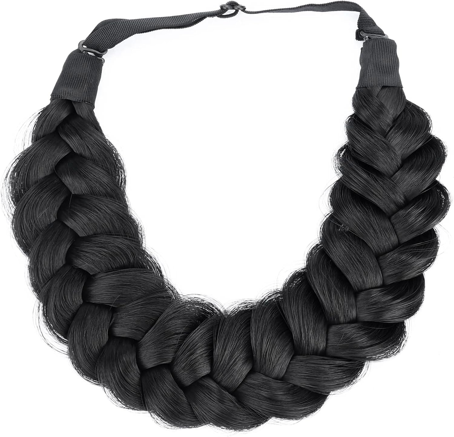 Gledola Messy Synthetic Hair Braided Headband Classic Chunky Wide Braided Headband (Black) image number 3