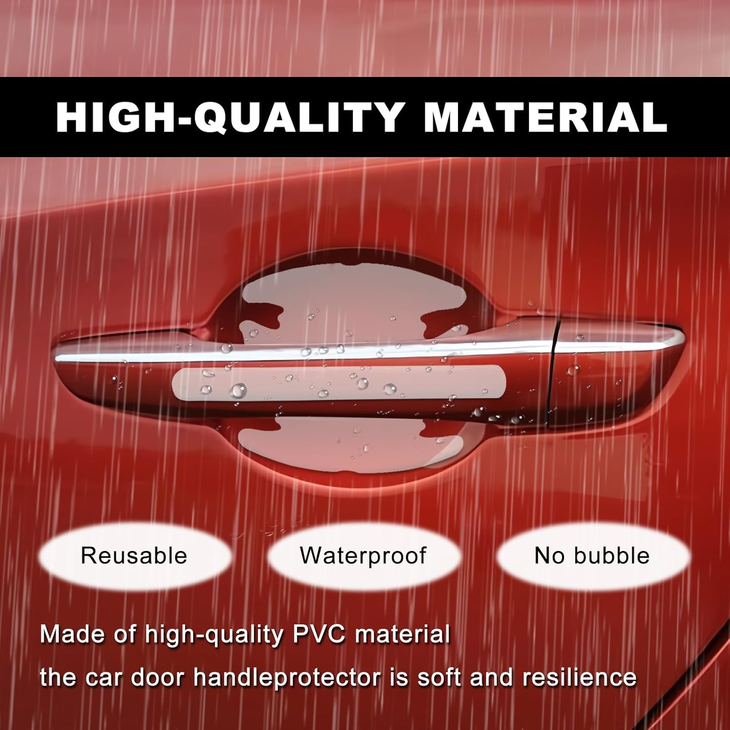 8Pcs Waterproof Car Door Handle and Rear View Mirror Scratch Protector Sticker, Transparency Anti-Scratches Cup Protector image number 3