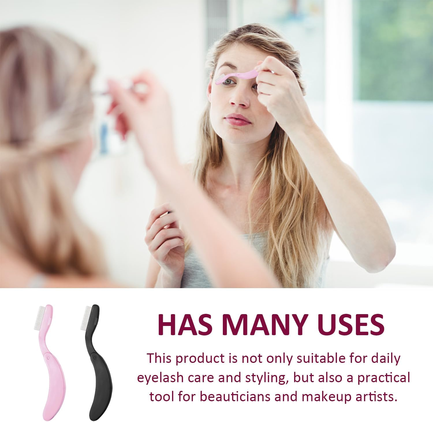 2 Pack Eyelash Combs, Classic Simple Eyelash Comb, Folding Eyelash Comb, Convenient Travel Eyelash Separator, Beauty and Makeup Gadgets image number 1