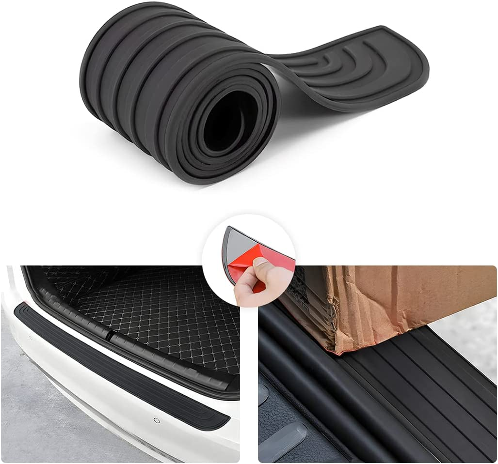 Car Rear Bumper Protector Guard, Anti-Scratch Abrasion Rubber Trunk Door Entry Sill Non-Slip Vehicle Trim Cover Protection Strip, Accessories for Most Cars and SUV (Black/40.9''X3.5'') 062