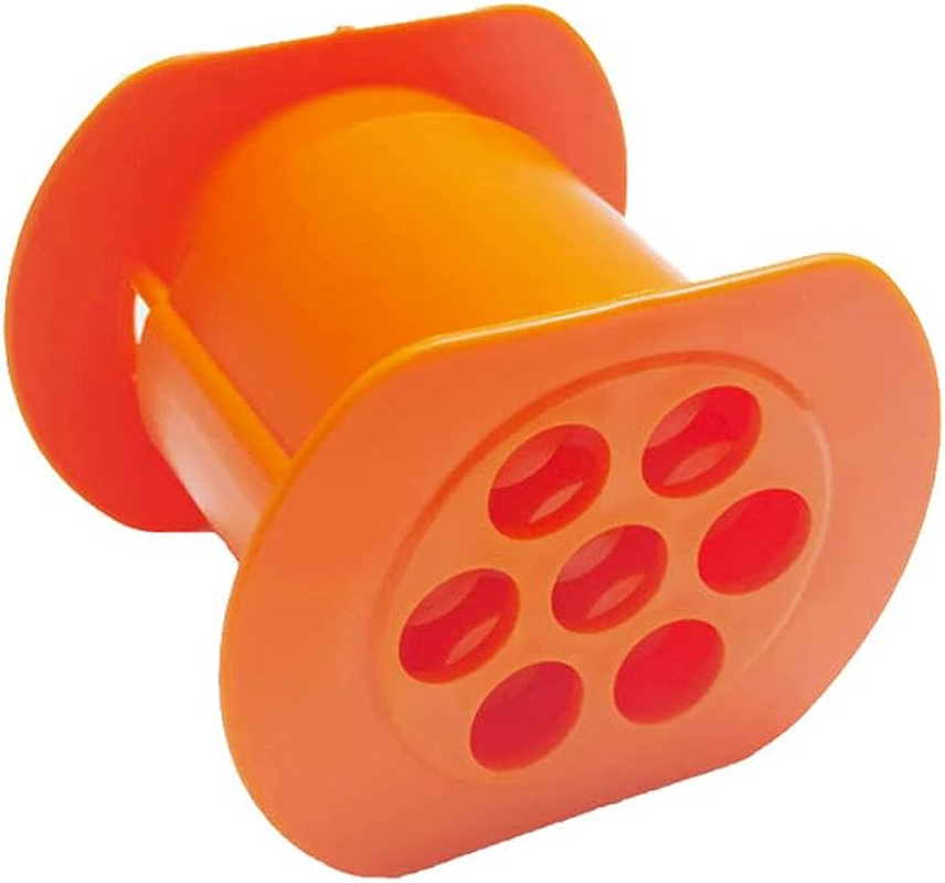 NIWWIN One Press Cevapcici Maker Hot Dog Maker Manual Sausage Maker with 7 Holes, DIY Homemade Meat Strip Squeezer, Making Delicious Stuffed Meat Filler Molds Kit Barbecue Grill Accessories (Orange)