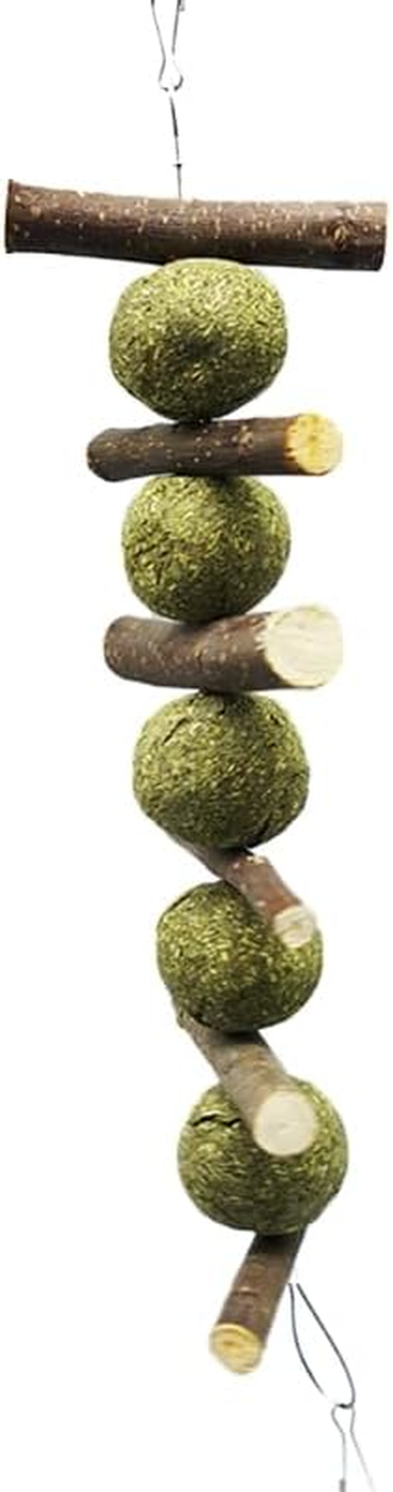 Bunny Chew Toy for Teeth Natural for Hay Treats Wood Sticks Grass Balls Cage for Rabbit Chinchilla Hamster Guinea image number 3