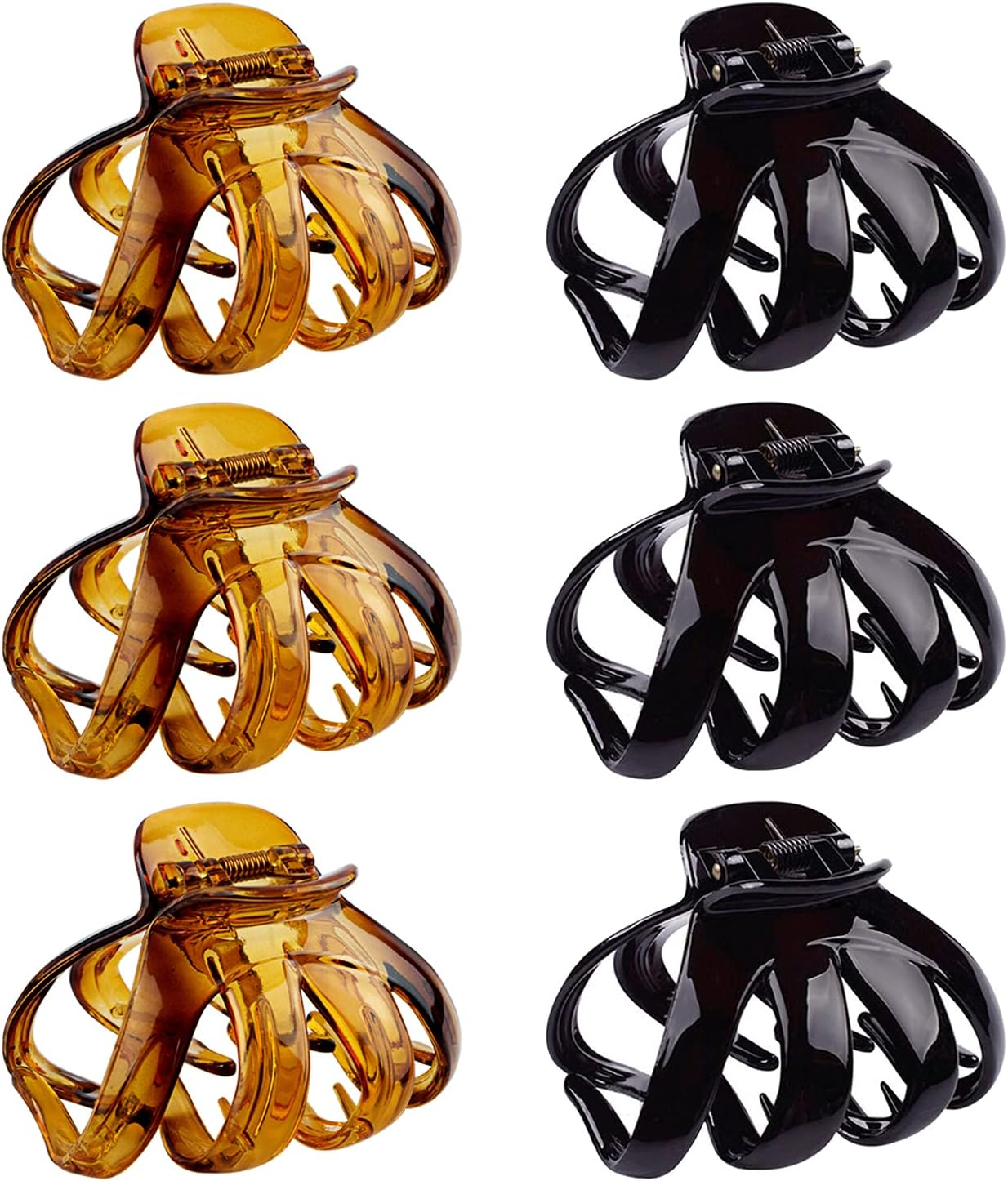 MAORULU Big Claw Hair Clips for Thick Hair, Matte Octopus Large Women and Girls, Jaw Strong Hold Jumbo Clip All Types, 6 Packs (Bright) 3.2*2.9*1.8 Inch