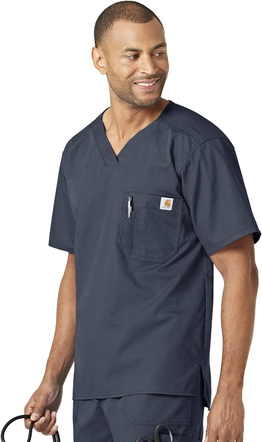 Carhartt Scrubs C15108 Men'S Classic Fit Ripstop Bi-Swing Chest Pocket V-Neck T