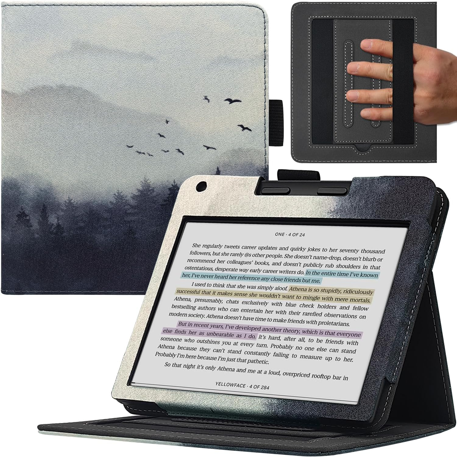 GOVTVA Double Stand Case for 7'' Kobo Libra Colour/Libra 2 Cover with Auto Sleep&Wake/Double Hand Strap/Magnetic Closure Fits Kobo Libra E-Reader (Gentleman Black)