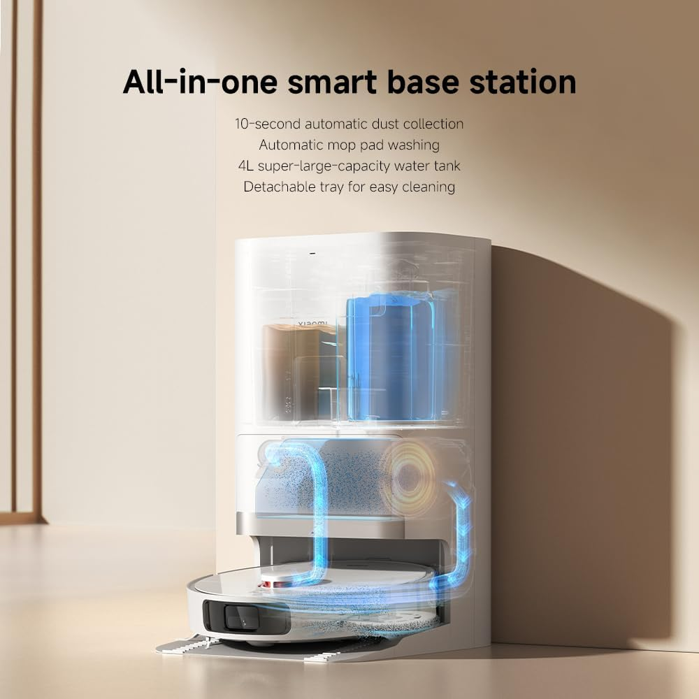 Xiaomi Robot Vacuum X20+ with All-In-One Smart Base Station 6000Pa Suction Power, LDS Laser Navigation, Voice Control, Wet & Dry 4L White (AU Version) image number 5