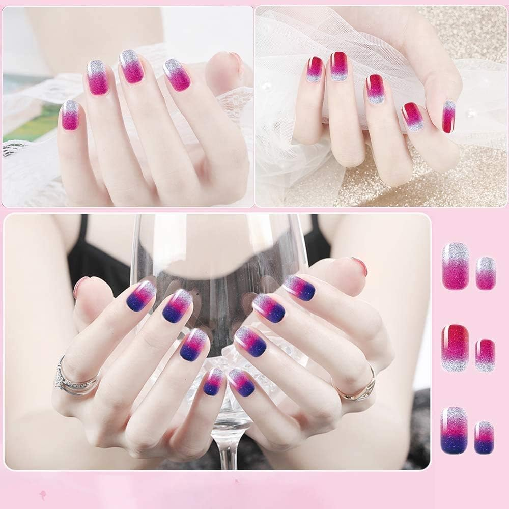 14 Sheets 98 Pieces Nail Stickers Glitter Gradient Color Shine Full Wraps Polish Stickers Nail Art Adhesive Decals