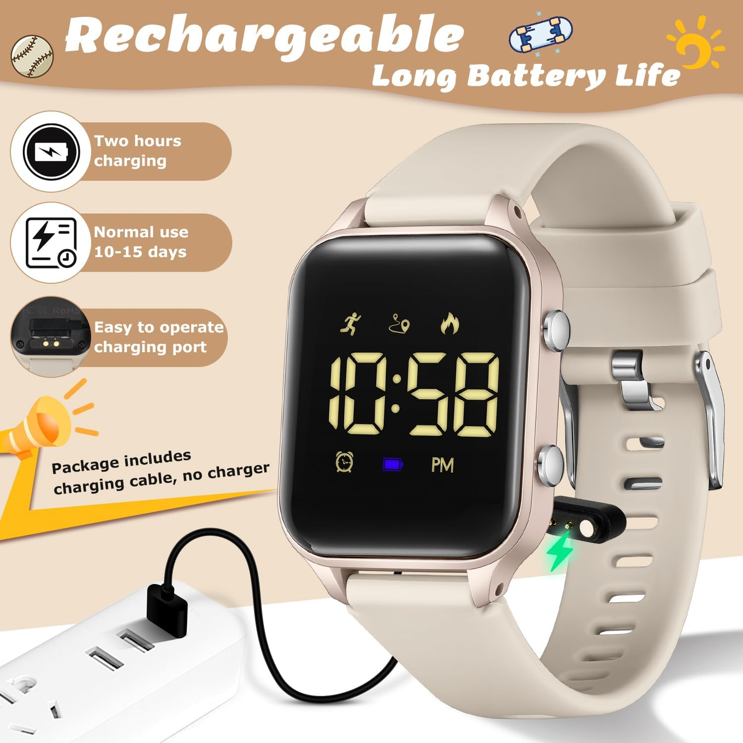 Waterproof Kids Digital Watches for Boys Girls,Sport Watch with Pedometer Stopwatch Vibration Alarm for Ages 5-13,No App Fitness Tracker Watch for Kids Teens Birthday image number 1