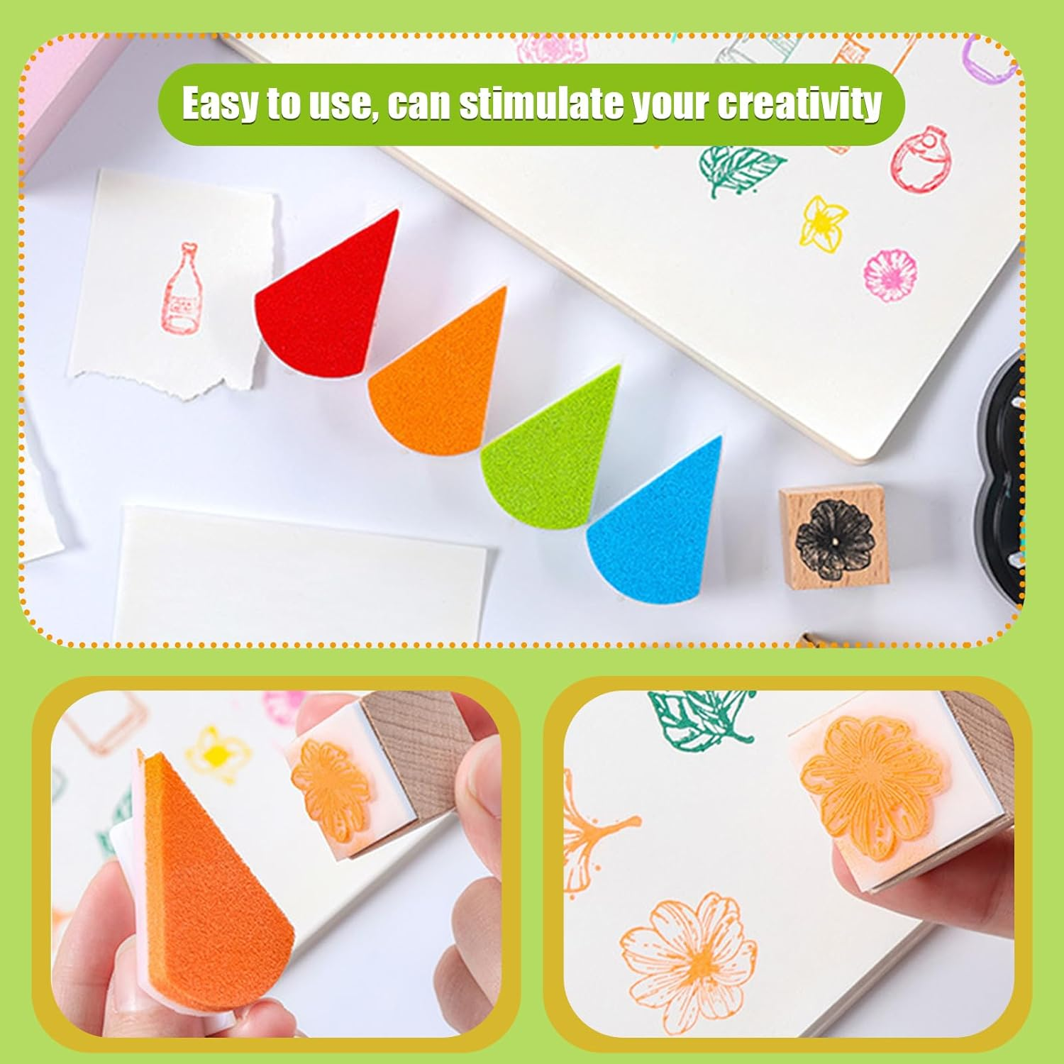 Sgphrzlt 8 Colors Petal Shape Stamp Pads, Removable Washable Craft Ink Pads for Stamping Rubber Stamps, Embossing Finger Print Ink Pads for Card Making DIY Scrapbook Painting Diary (1008) image number 5