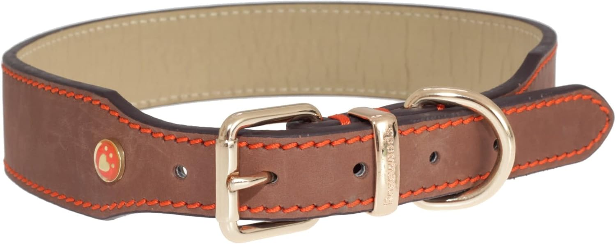Rosewood Luxury Leather Dog Collar, Brown, Small image number 1