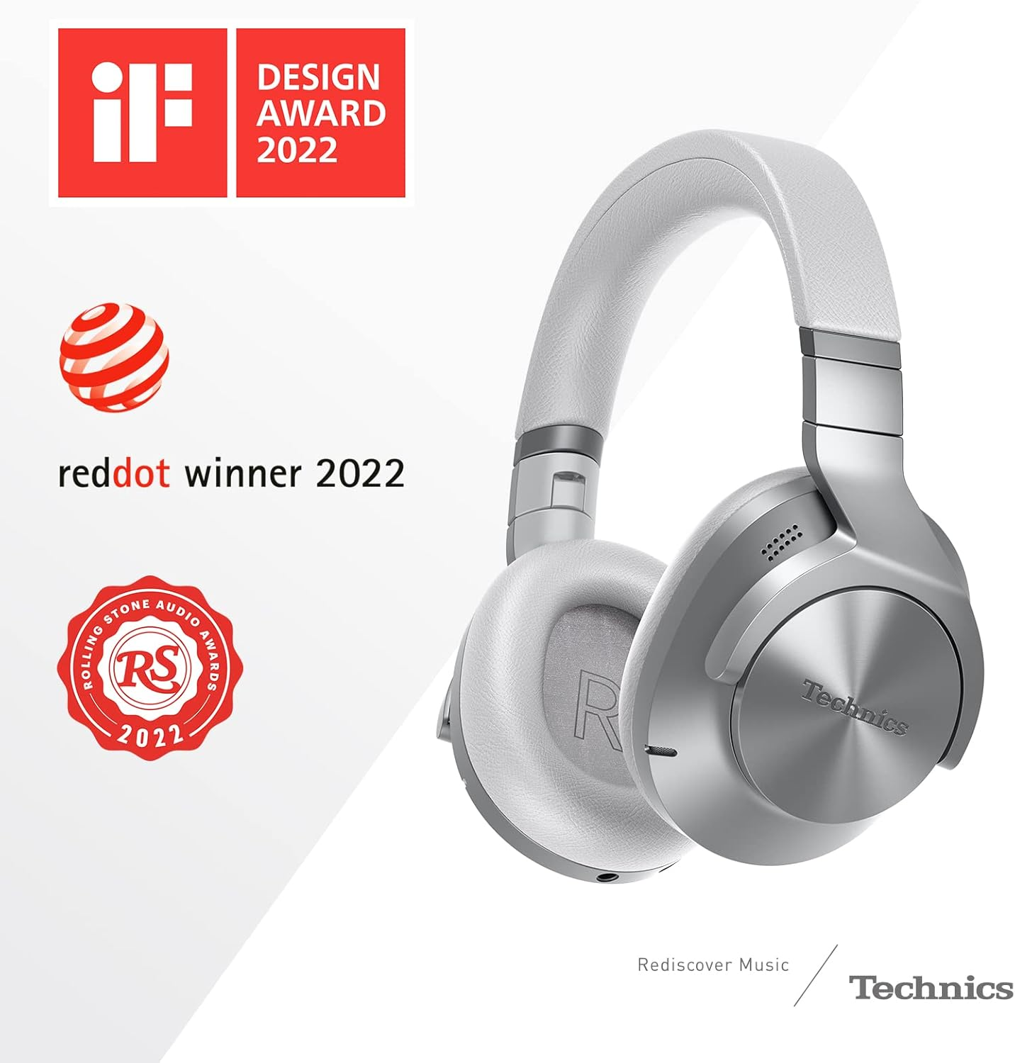 Technics Premium Noise Cancelling, Multi-Point Wireless Bluetooth Headphones with up to 50 Hours Play Back and Mic, Silver (EAH-A800E-S) image number 4